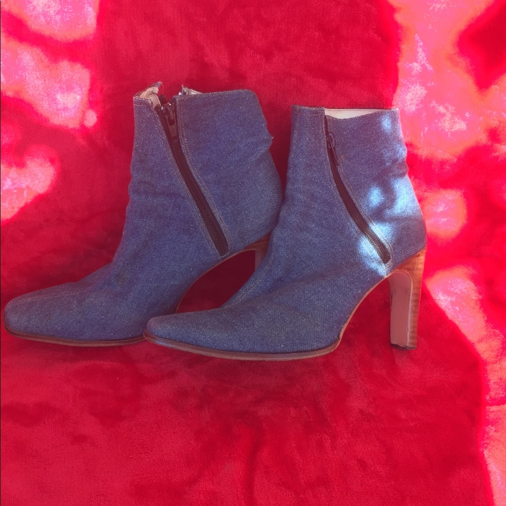Denim high heels boots